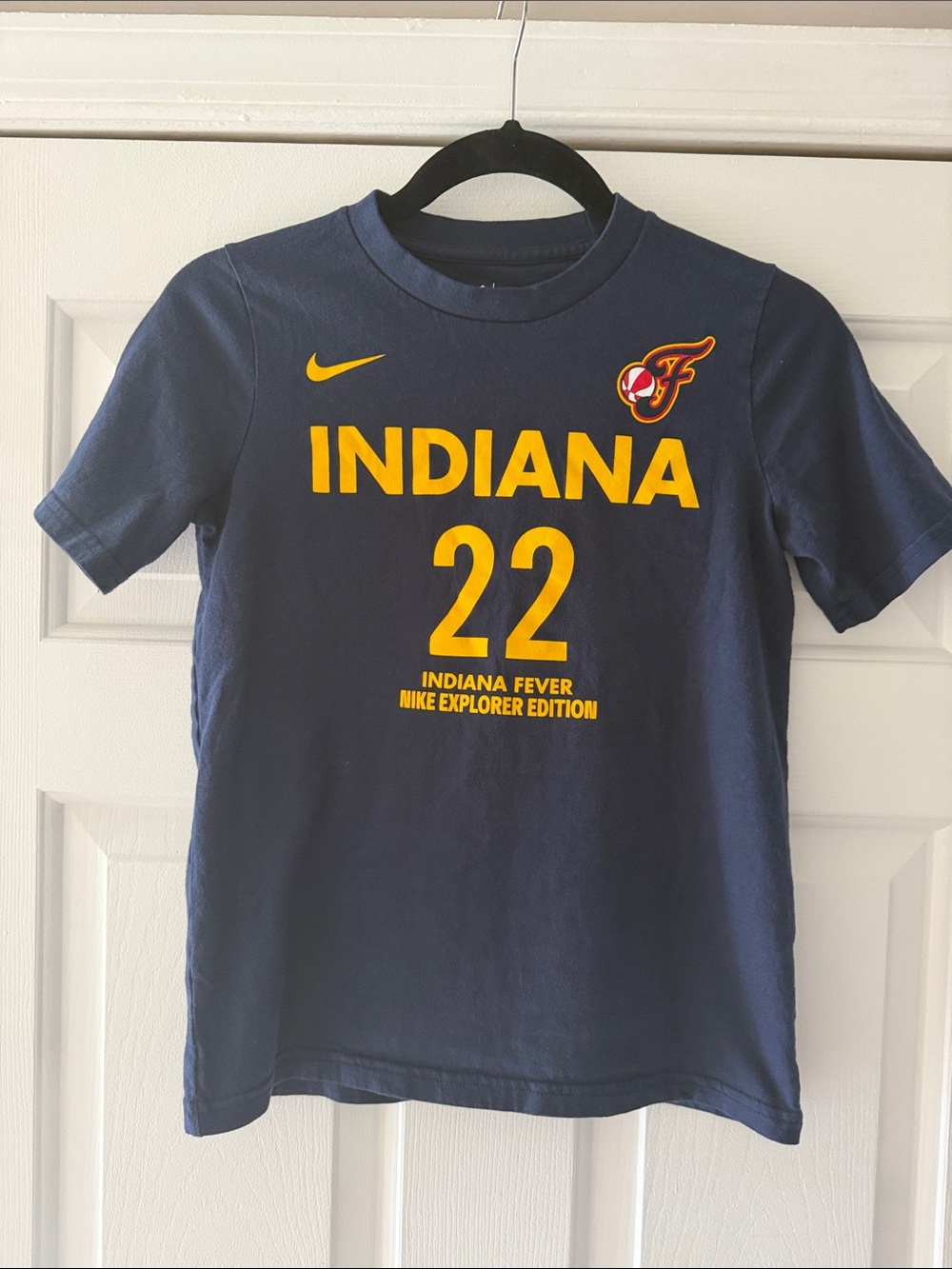 Nike Youth Navy and Yellow Indiana Fever Caitlin Clark Graphic Tee